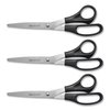 Westcott Stainless Steel Scissors, 8in L, 3.5in Cut, Black Straight Handle, PK3 16907